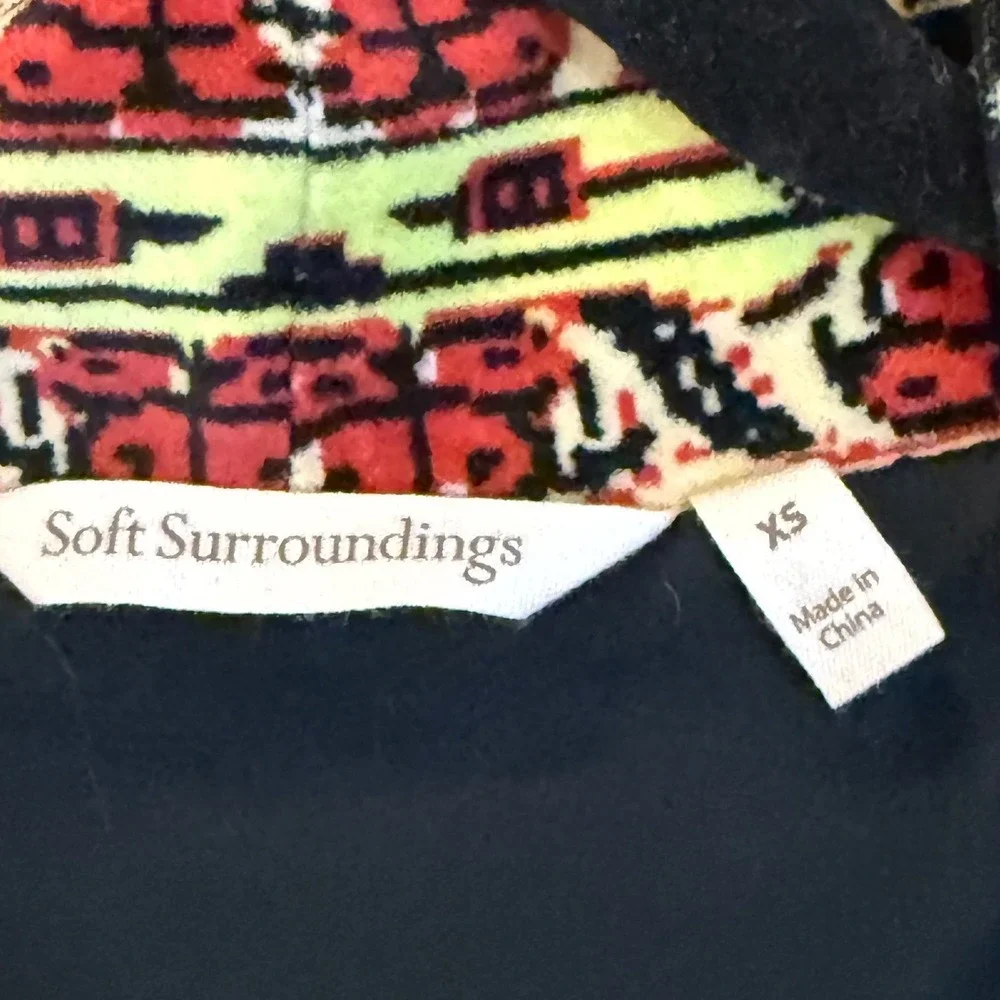 Soft Surroundings‎ Red Floral Vera Velvet Kimono Style Jacket XS